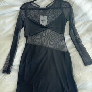 Princess Polly Sheer Black Long Sleeve Dress